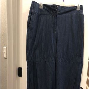 Cute Navy blue pinstriped denim jeans, wide leg